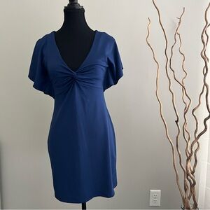 Elegant Blue V-Neck Dress
